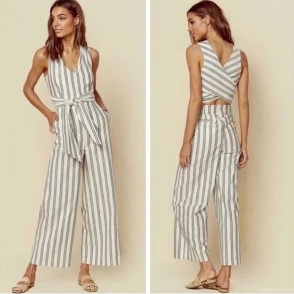 Rebecca Minkoff Marley Striped Open Back Jumpsuit 4 - Picture 1 of 9